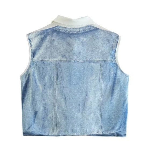 Zara Printed Denim Satin Sleeveless Button Front Top Size SMALL NWT - Picture 5 of 10